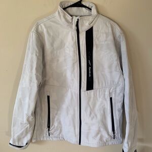 Reebok Gray and White Zip Up Sweater